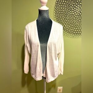 J. Jill White Open-Front Linen Cardigan Sweater